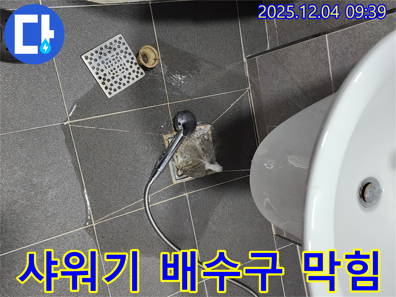 포천시 일동면 유동리 욕실 샤워기 배수구 막힘으로 인한 누수 현장 - 배수구 막힘 원인 파악 및 해결 과정