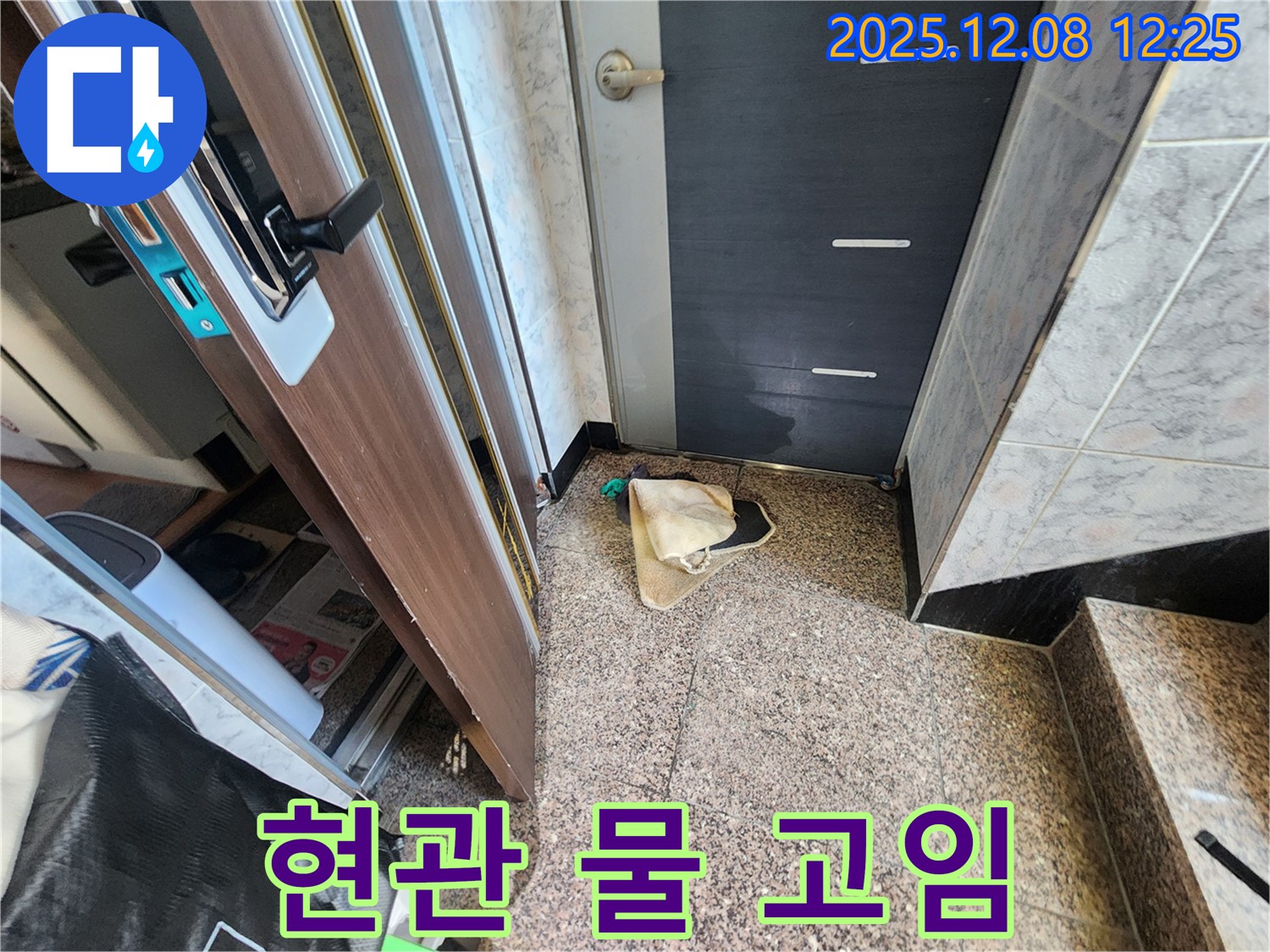 면목동 현관문 안쪽에 물이 고여 있다면? - 심각한 누수입니다 - 즉시 누수 전문가에게 문의하세요!