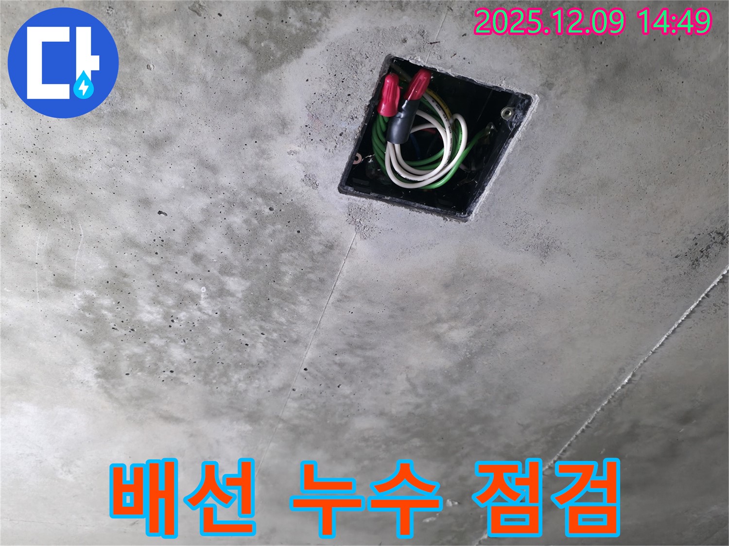 향남 에일린의뜰 아파트 천장 배선 누수 초기 점검 - 배선 상태와 누수 흔적을 꼼꼼히 확인합니다.