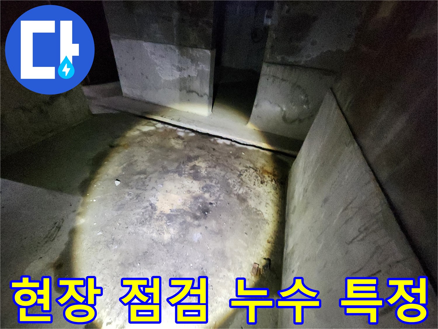 보문동 아남아파트 누수 현장에서 꼼꼼한 현장 점검을 통해 누수 지점을 정확하게 특정하는 모습입니다.