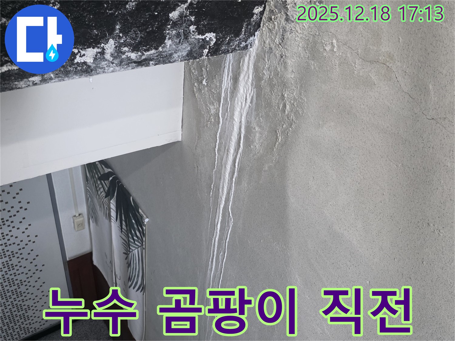 신천동 누수 - 천장에 생긴 누수 자국 - 곰팡이 발생 위험