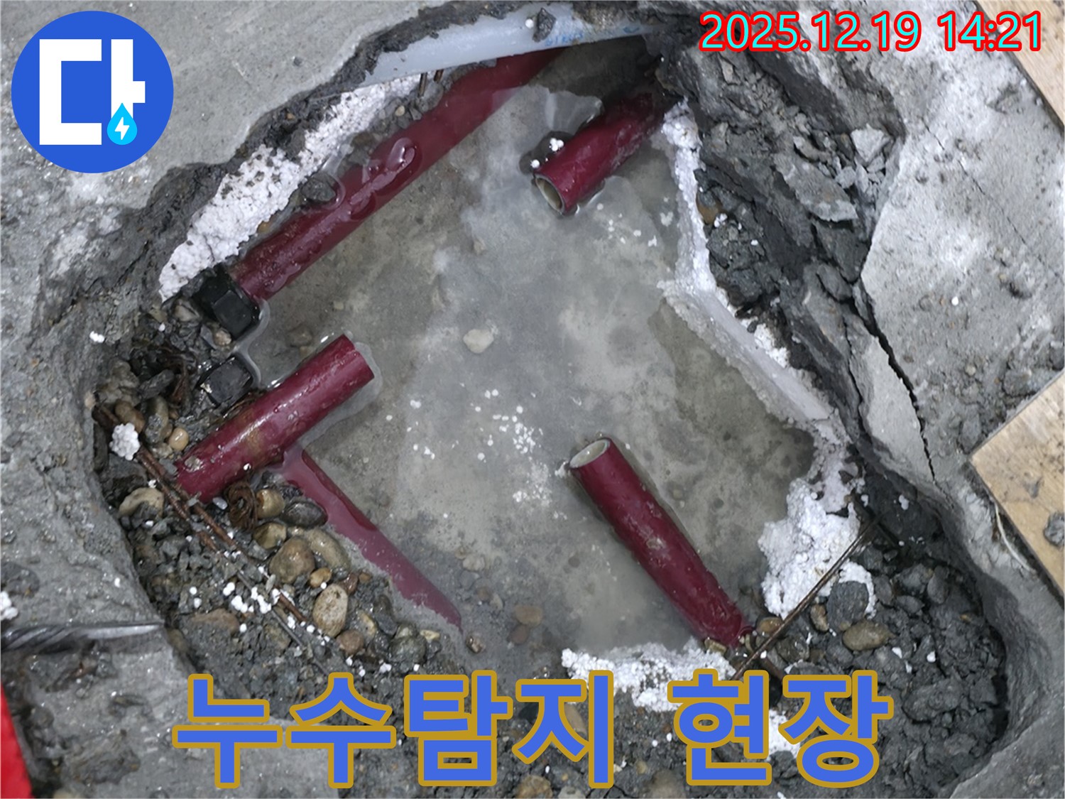 신촌 연세힐하우스 누수탐지 현장 - 누수 위치를 정확히 파악하고 있습니다.