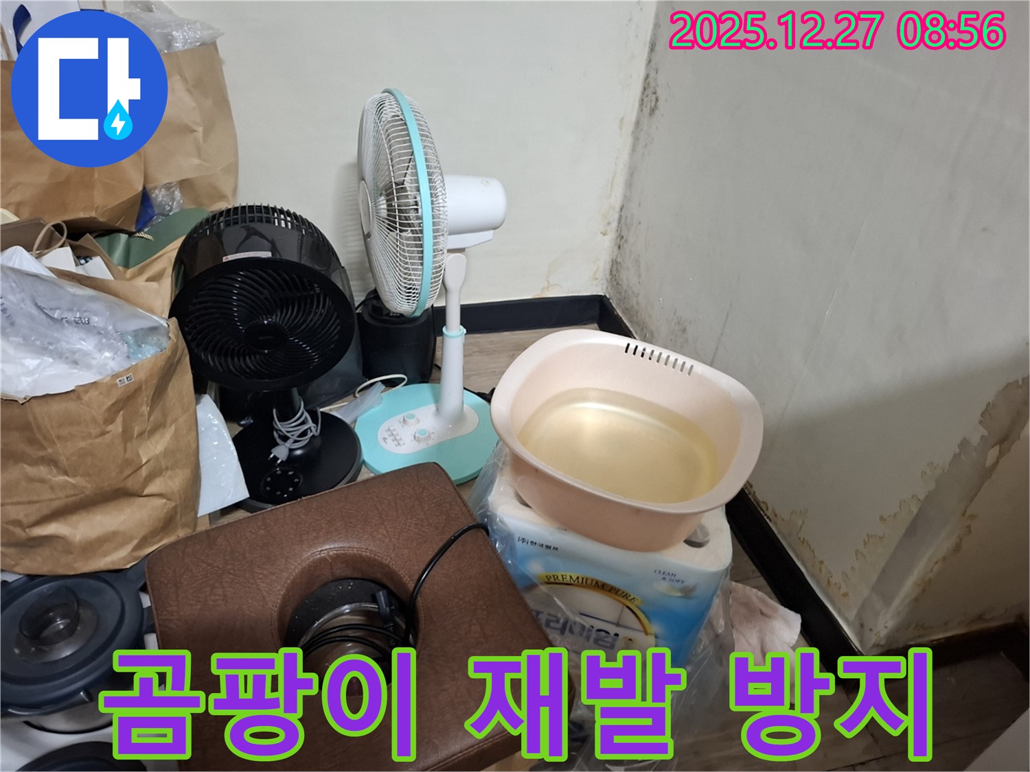 송파구 삼전동 누수 현장 - 곰팡이 재발 방지를 위한 시공 모습입니다.