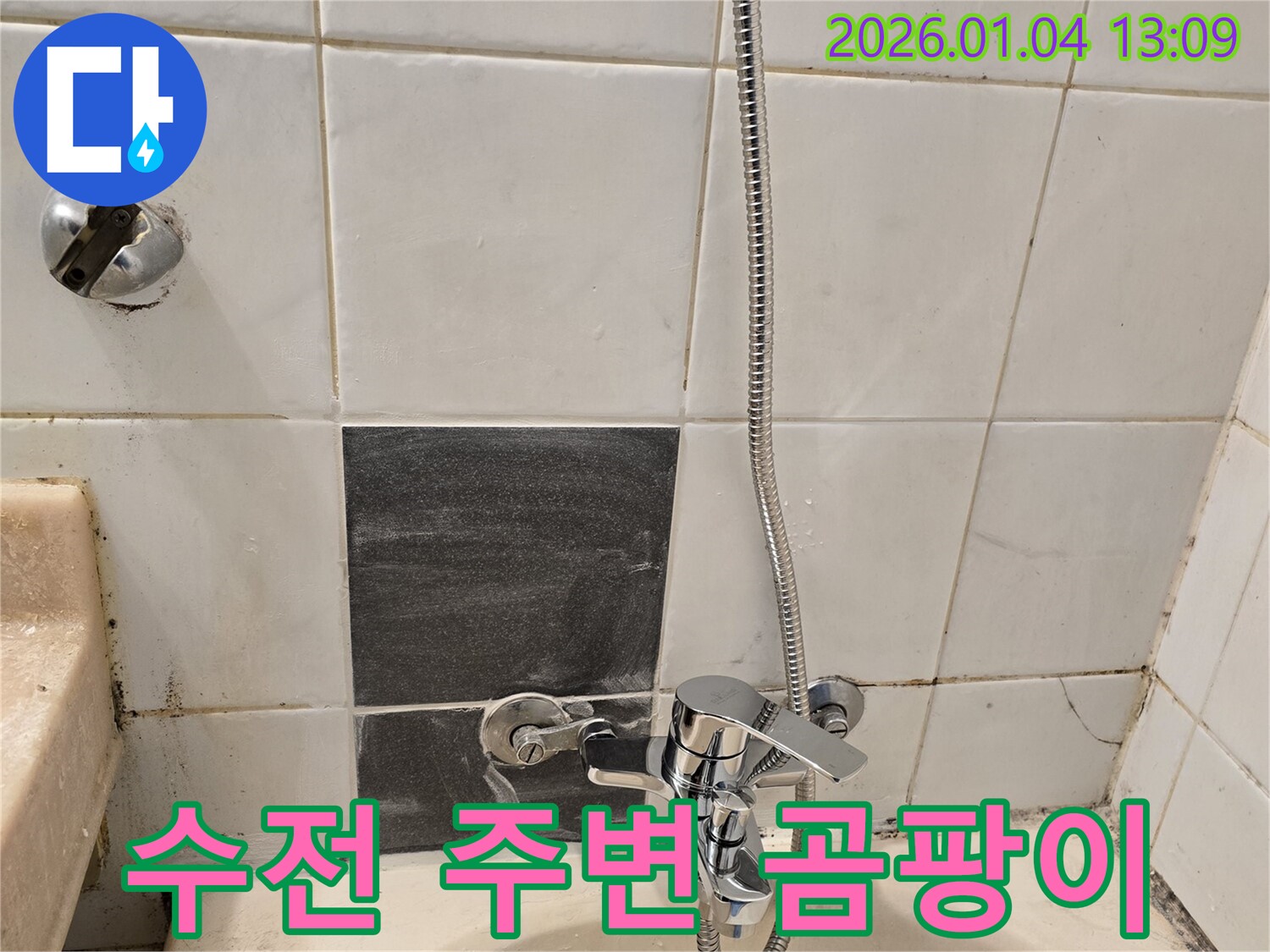 성동구 독서당로62가길 - 샤워기 수전 주변 곰팡이와 누수 흔적, 습한 환경