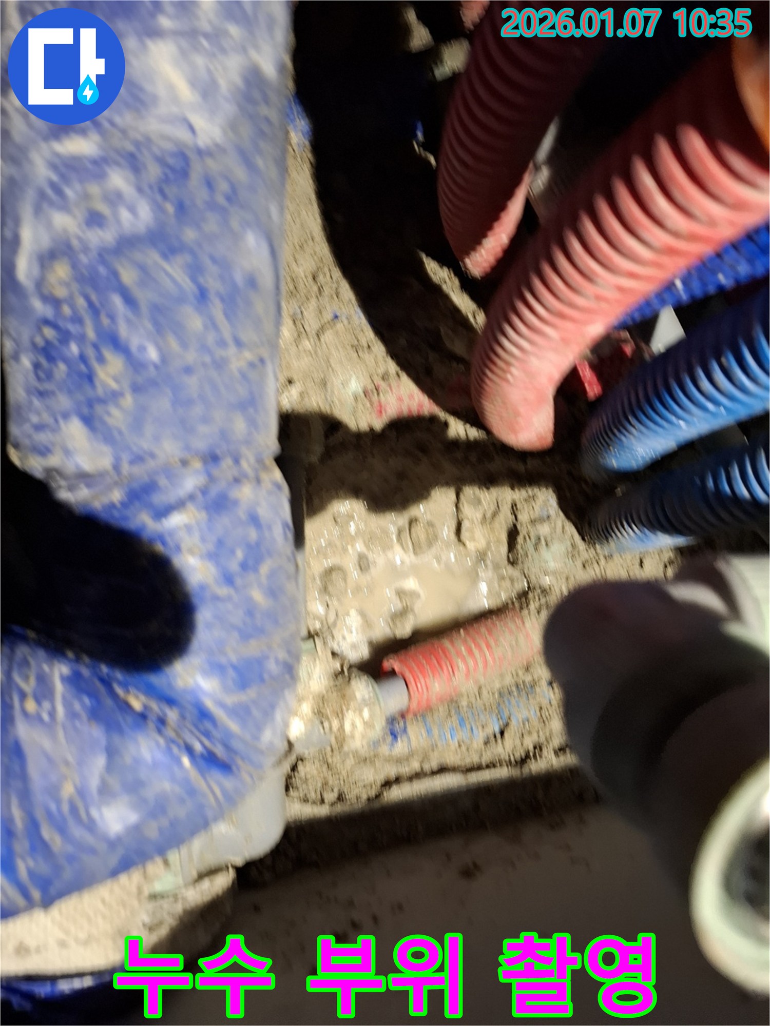 용인시 처인구 모현 누수 현장 - 누수 부위 정밀 촬영