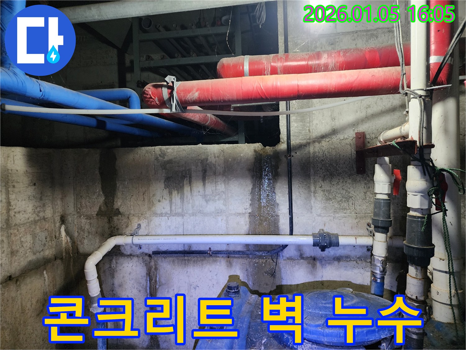 월계1동 누수 현장 - 콘크리트 벽에서 누수 발생 - 첨단 장비로 정확한 위치 탐지 및 완벽 보수
