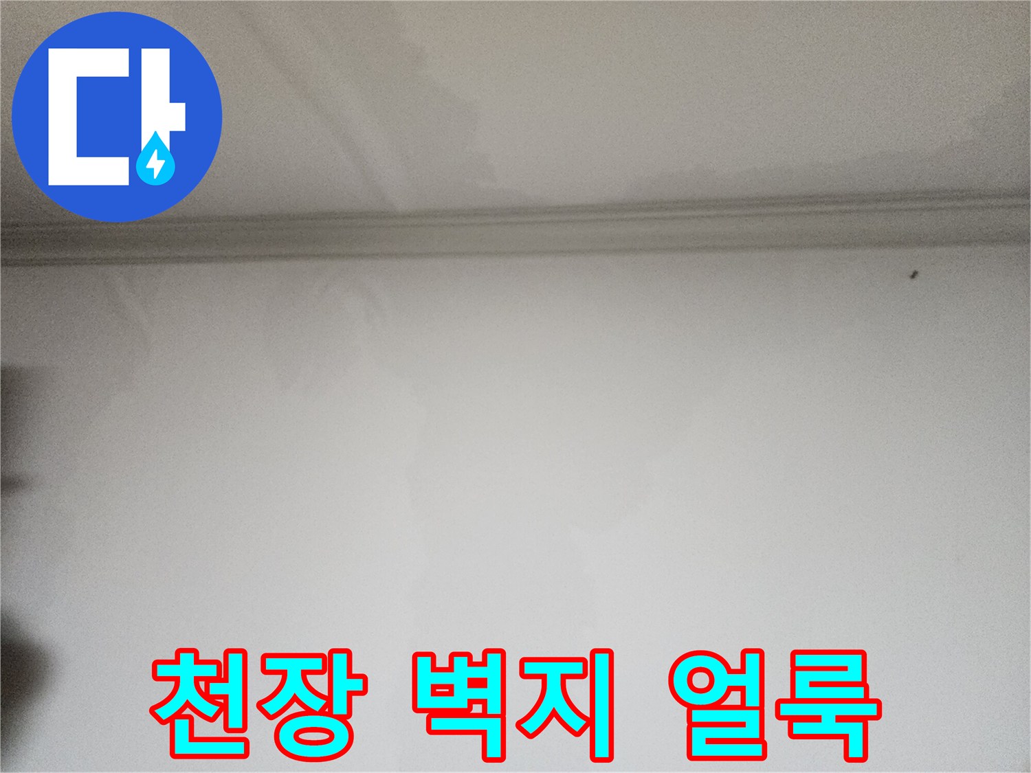 천장-벽지-상단에-넓게-퍼진-습기-얼룩-사진