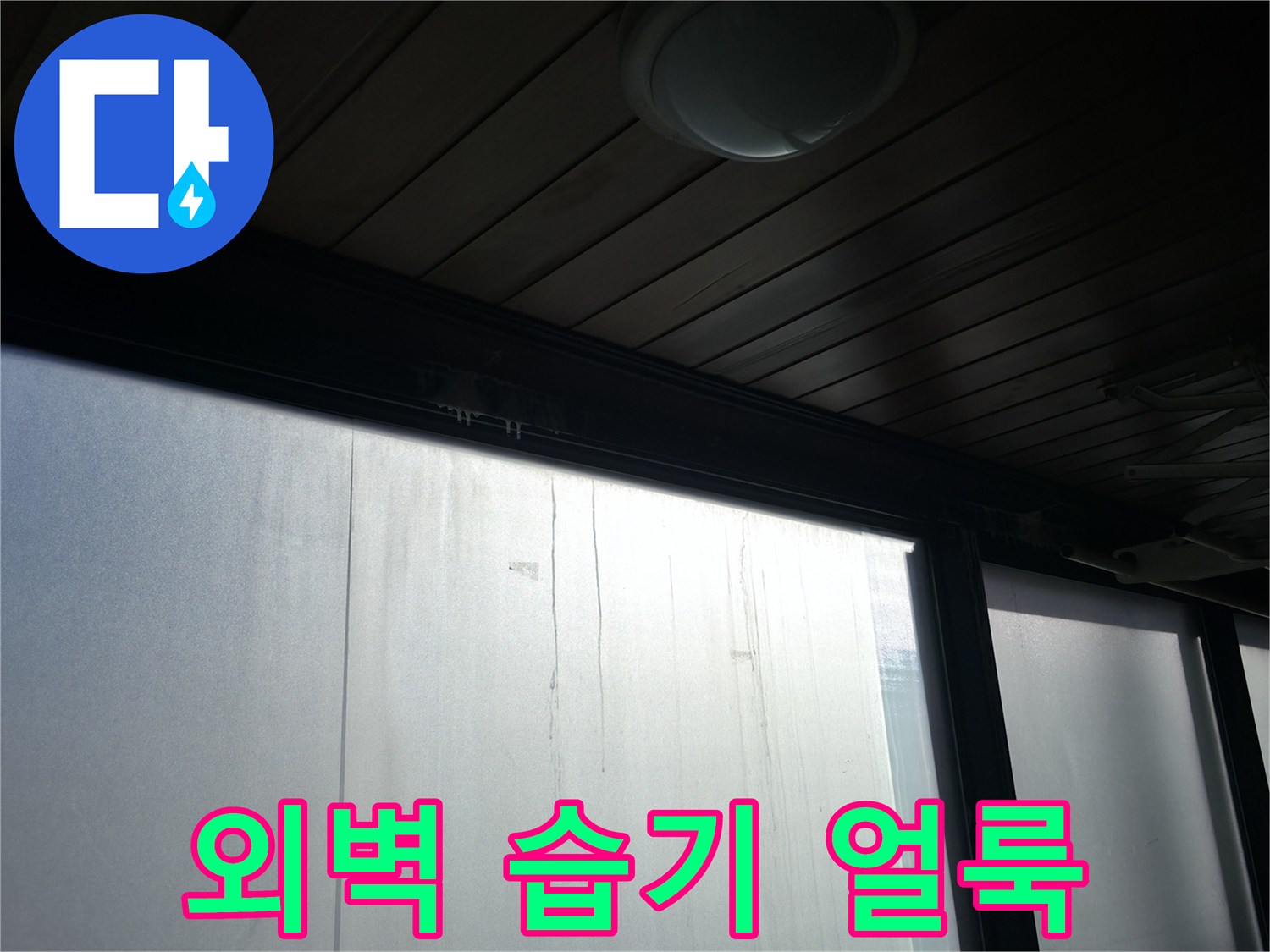 하얗게 일어난 외벽의 습기 흔적을 근거리에서 촬영하였습니다.