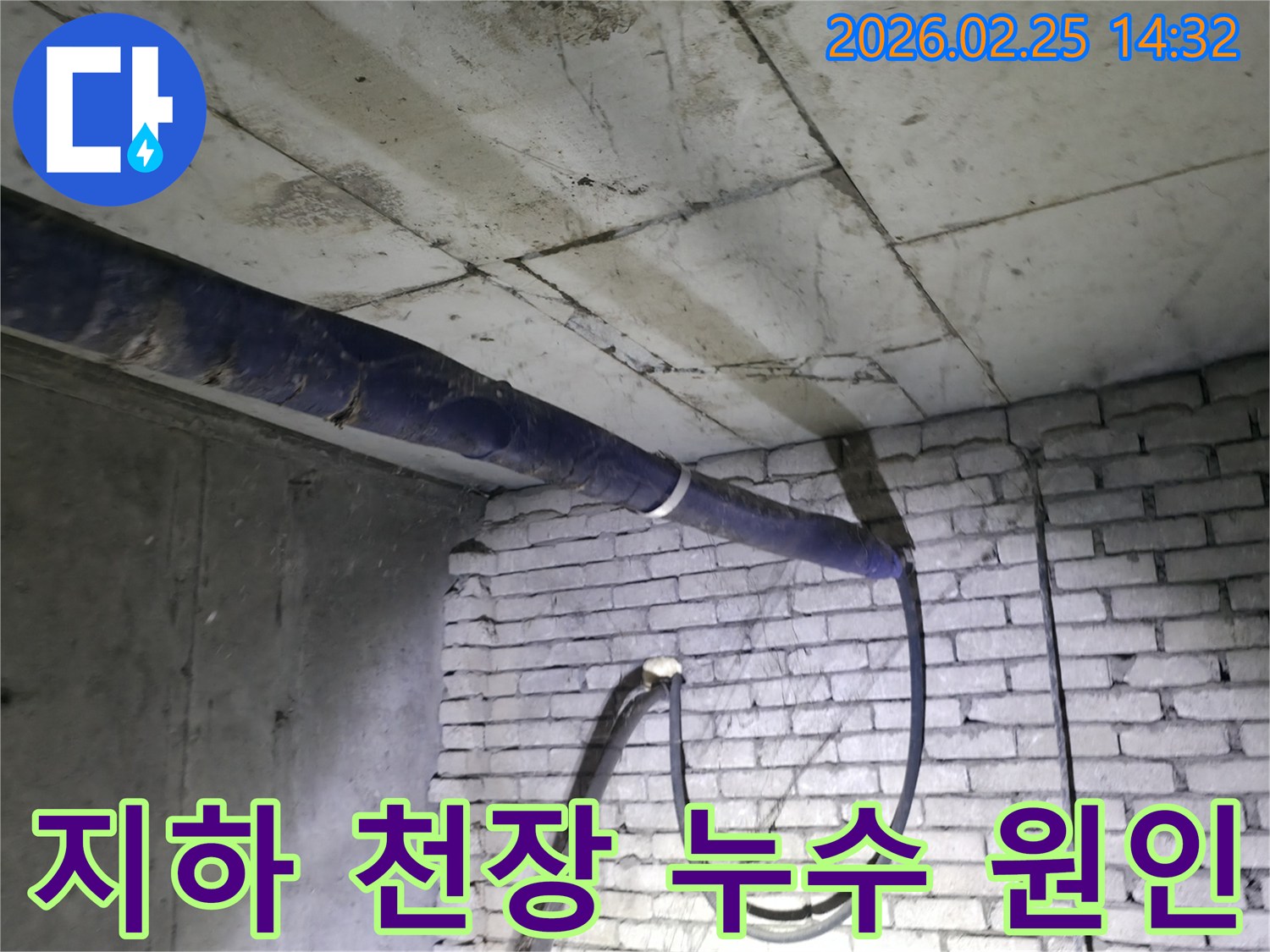 지하 공간의-천장 누수 현장에서-원인을 정확히 탐지하고-제거하기 위한-전문가의 현장 작업