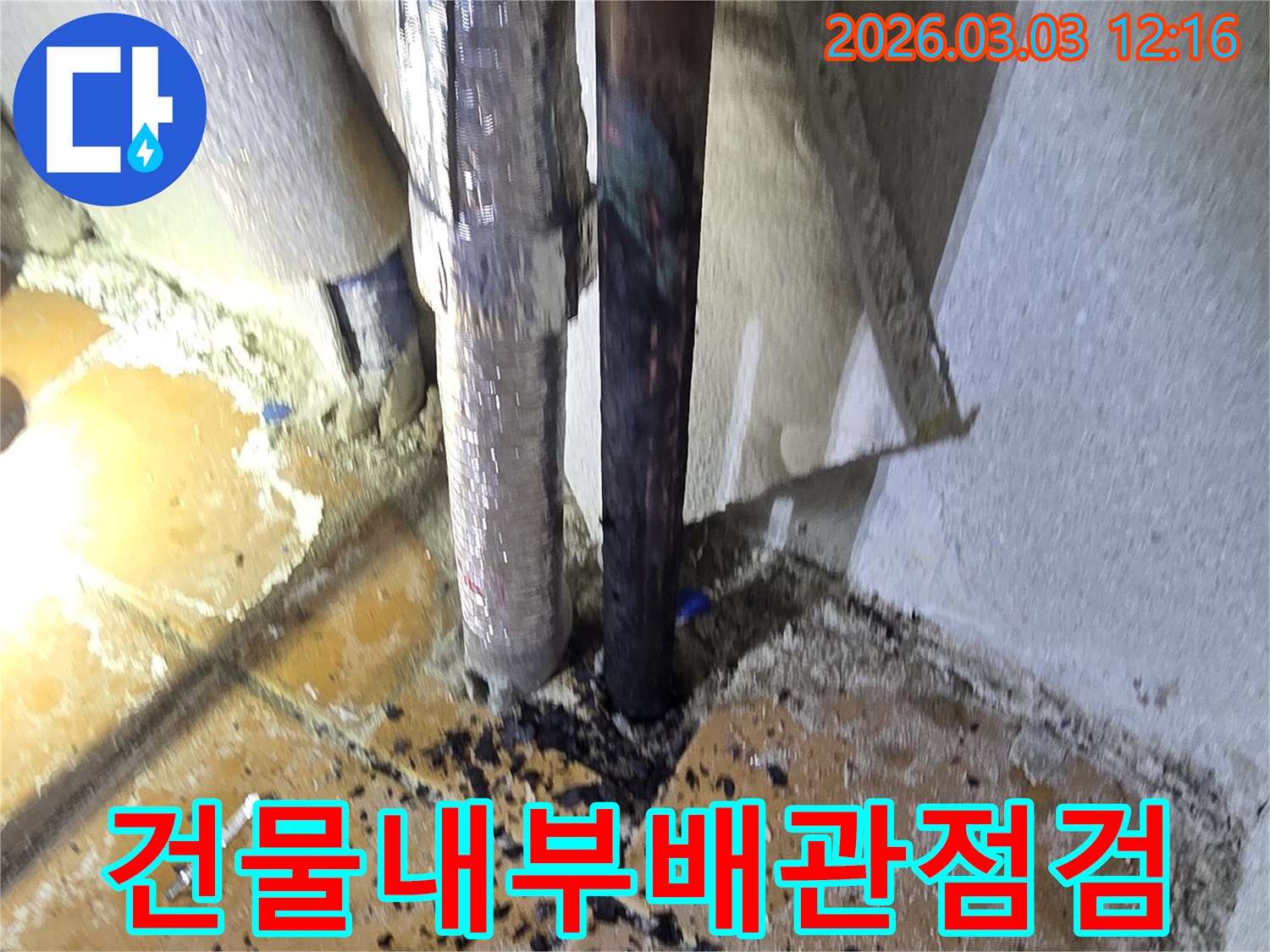 양주-광적면-건물-내부의-배관에서-발생한-누수를-정밀하게-점검하고-수리하는-공사-현장의-모습