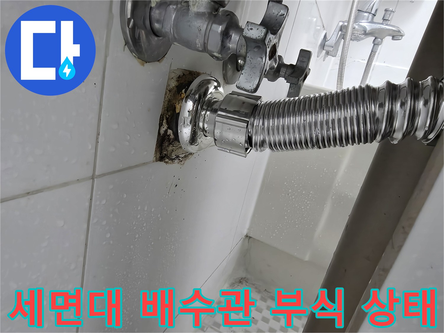 노원구 공릉동 현장의 - 세면대 배수관 연결부 부식 및 누수 흔적