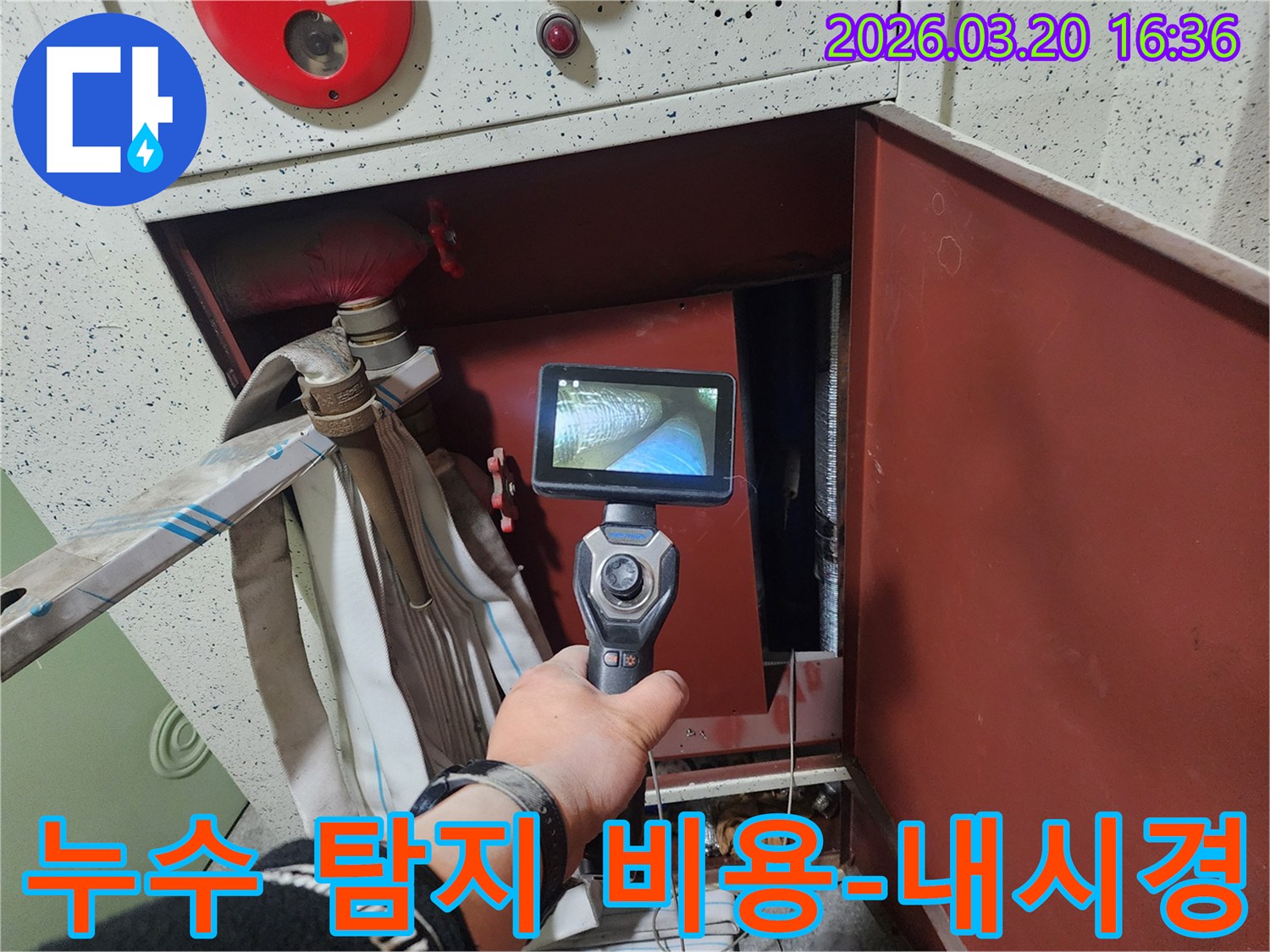 누수 전문가가-성남 분당구 정자동에서-내시경 카메라로-누수 원인을 정확하게 파악하여 합리적인 견적을 제시하고 있습니다