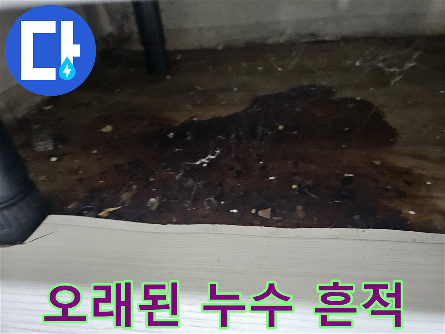 습기와-오염물질로-뒤덮인-누수-현장의-바닥-상태를-자세히-보여주는-이미지