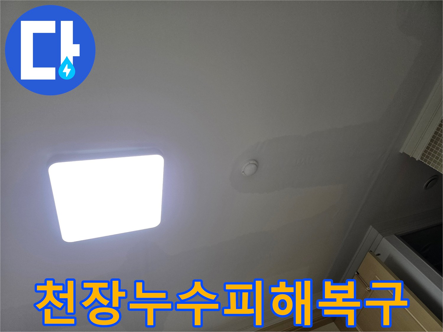 아파트 천장에 누수로 인해 얼룩진-심각한 피해 상황과 복구 필요성을 보여주는 사진