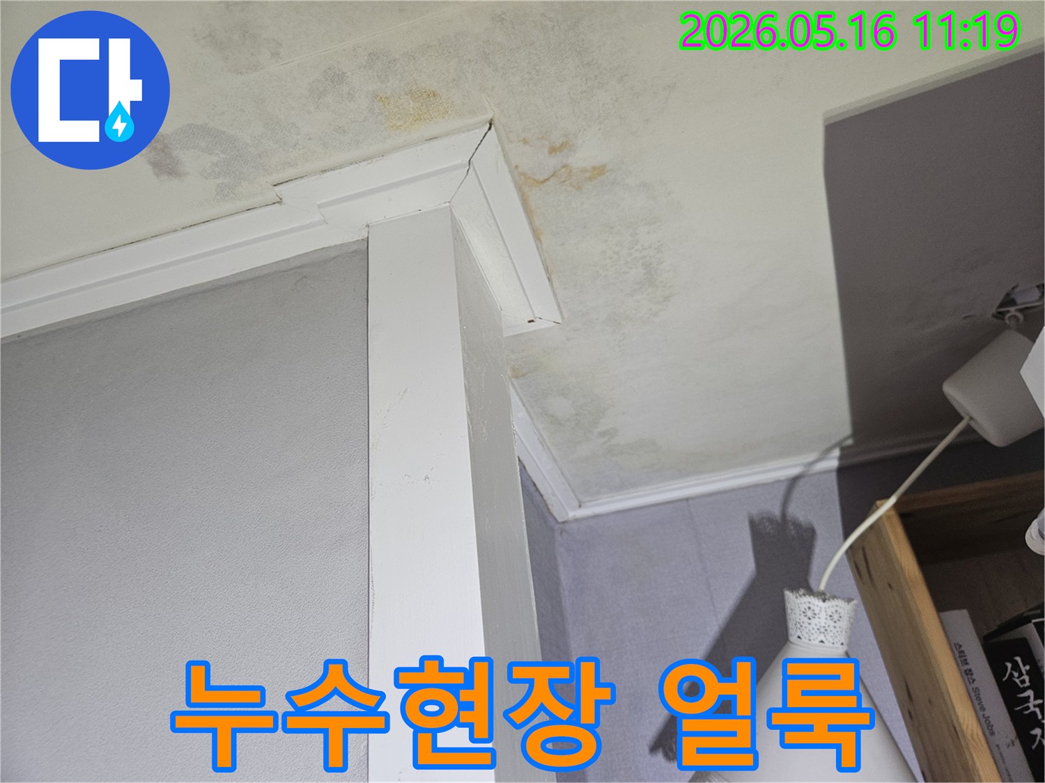 누수-전문가가-천장-누수-원인을-파악하기-위해-현장을-점검하는-모습을-담은-사진입니다.
