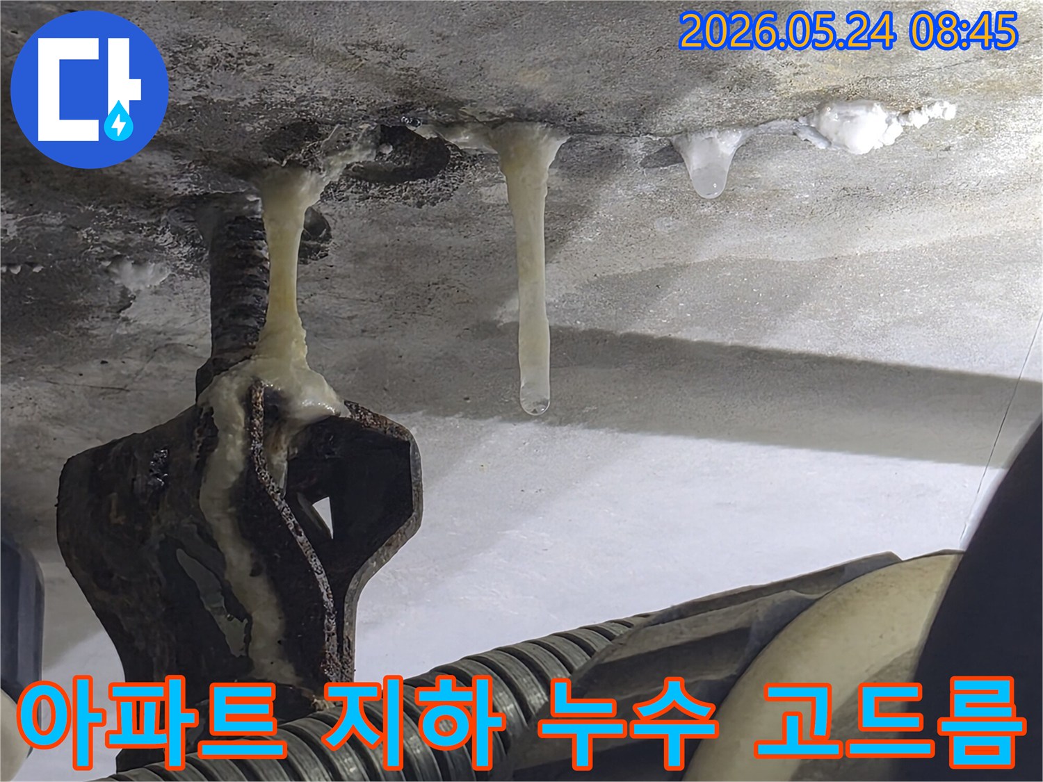 광명시-아파트-지하-주차장-천장에서-물이-새어-얼어붙어-생긴-고드름-피해-현장