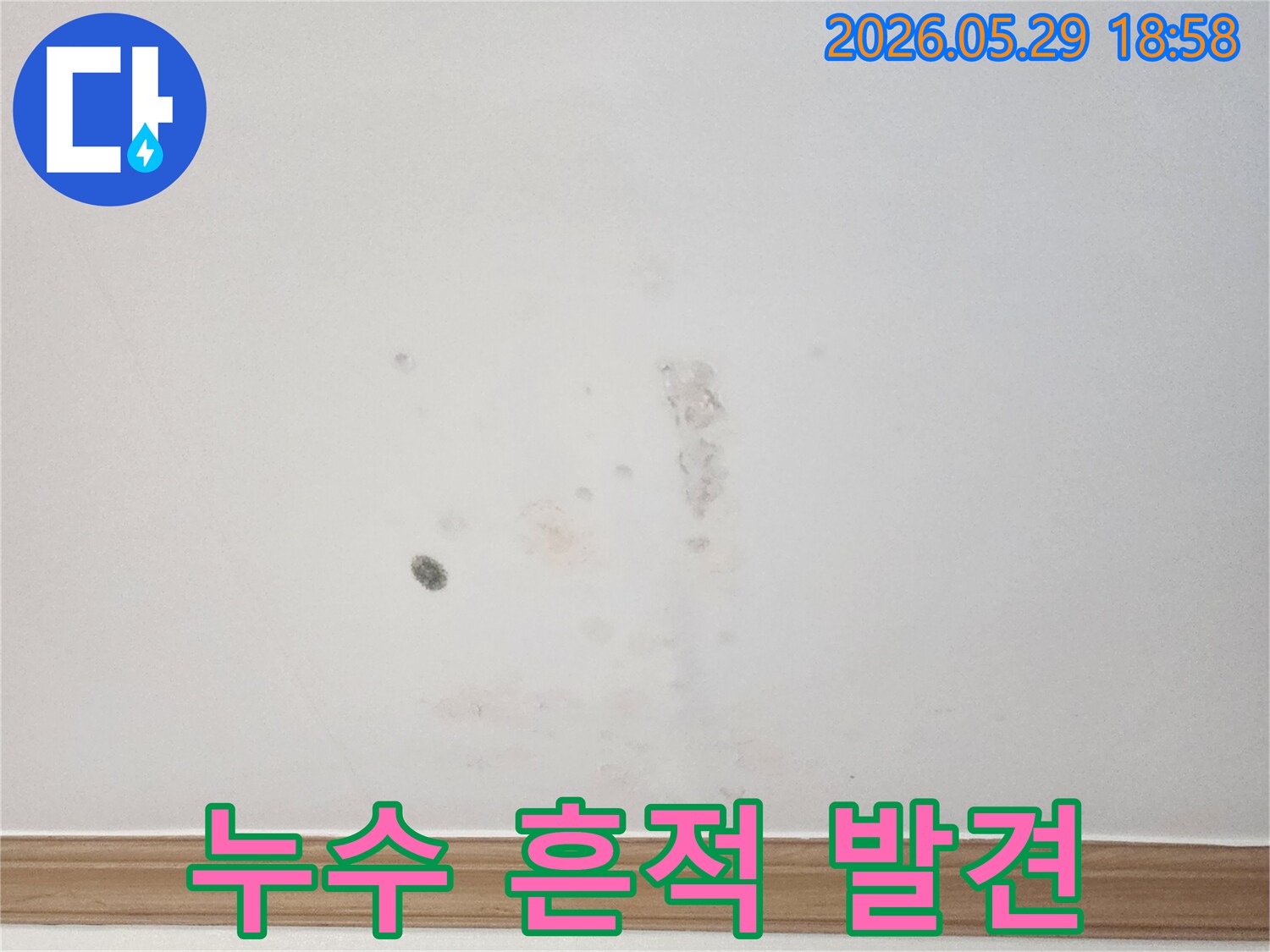 물샘 현상으로-천장에-발생한-젖은-자국과-곰팡이-징후를-포착한-이미지입니다