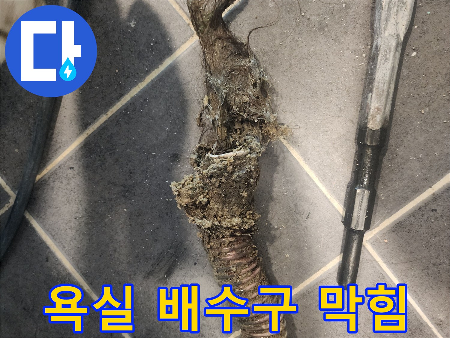 유연한-배수관에서-발견된-물때와-머리카락-혼합물-막힘-해결-과정-사진