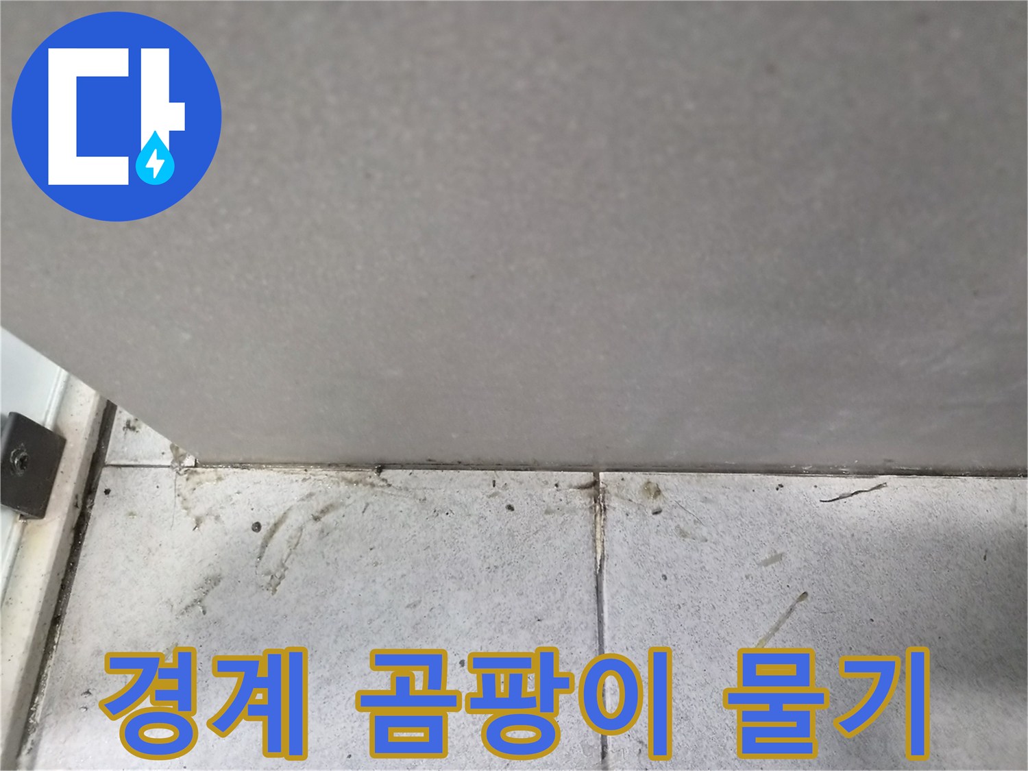바닥-타일-경계에-발생한-곰팡이와-지속적인-물기-현상
