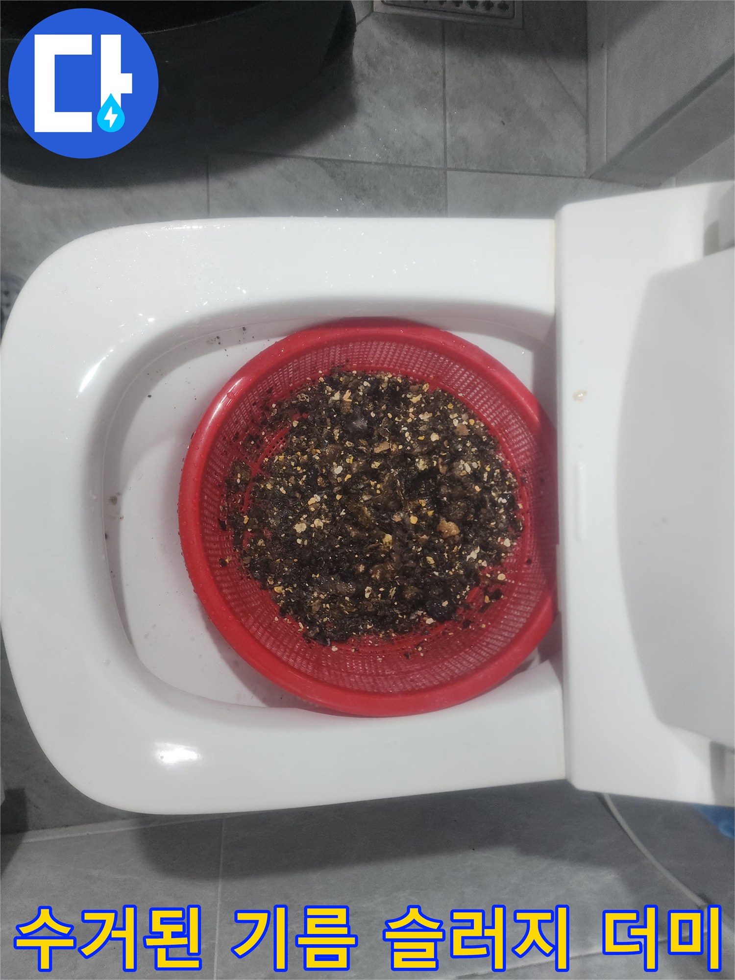 하수구 배관에서 추출한 커다란 기름 덩어리들