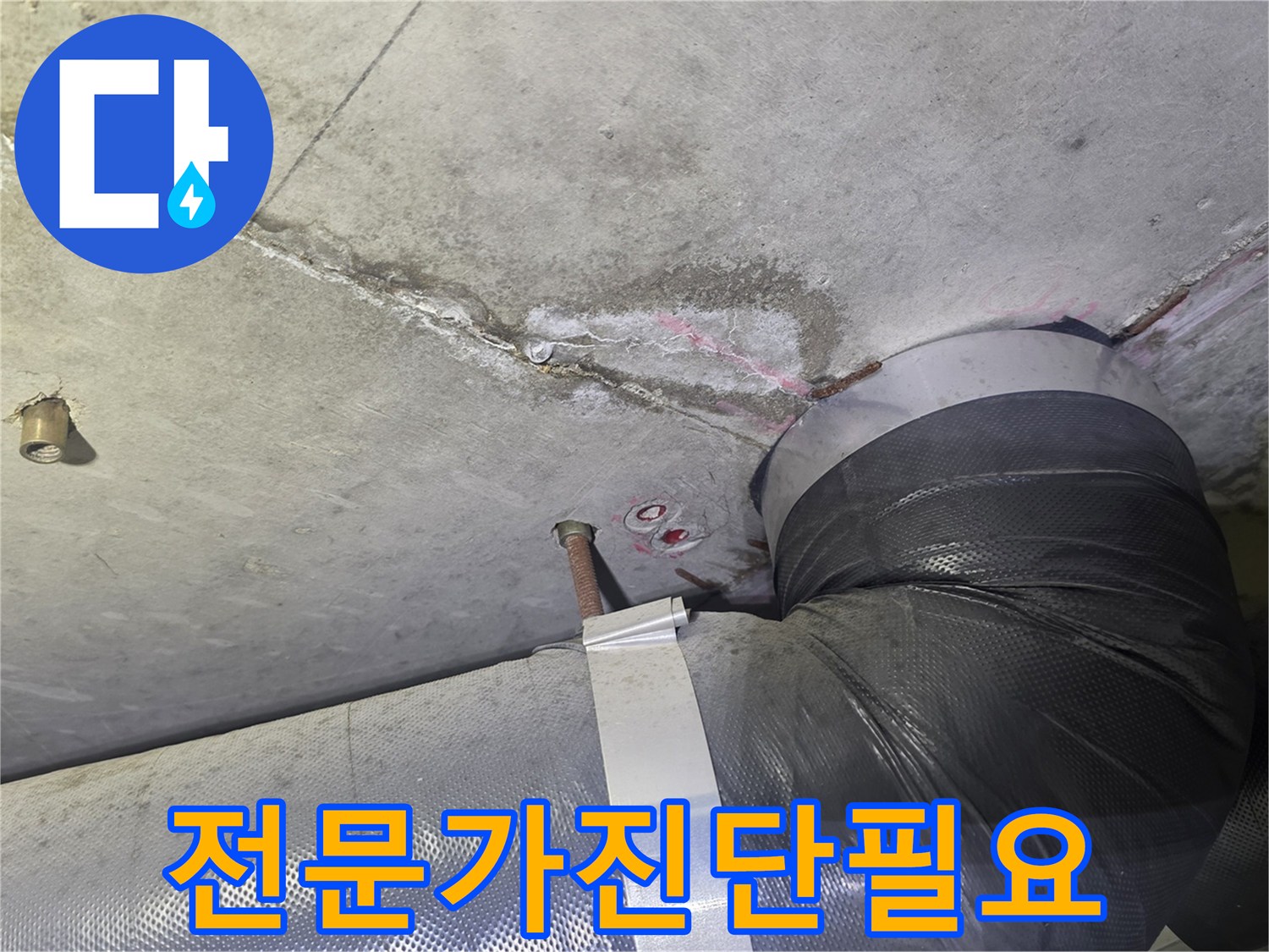 천장 콘크리트의-누수 흔적과-배관 주변의-젖은 부위를-정확히 진단하여-불필요한 DIY 시도를-방지하고-전문적인 해결을-제시하는 현장