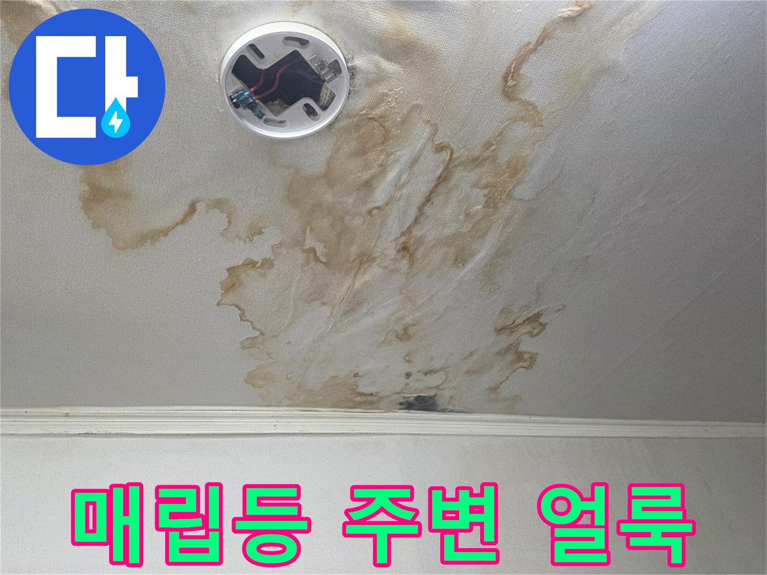 가양동 거실-천장 매립등 주변의 누수 오염 상태