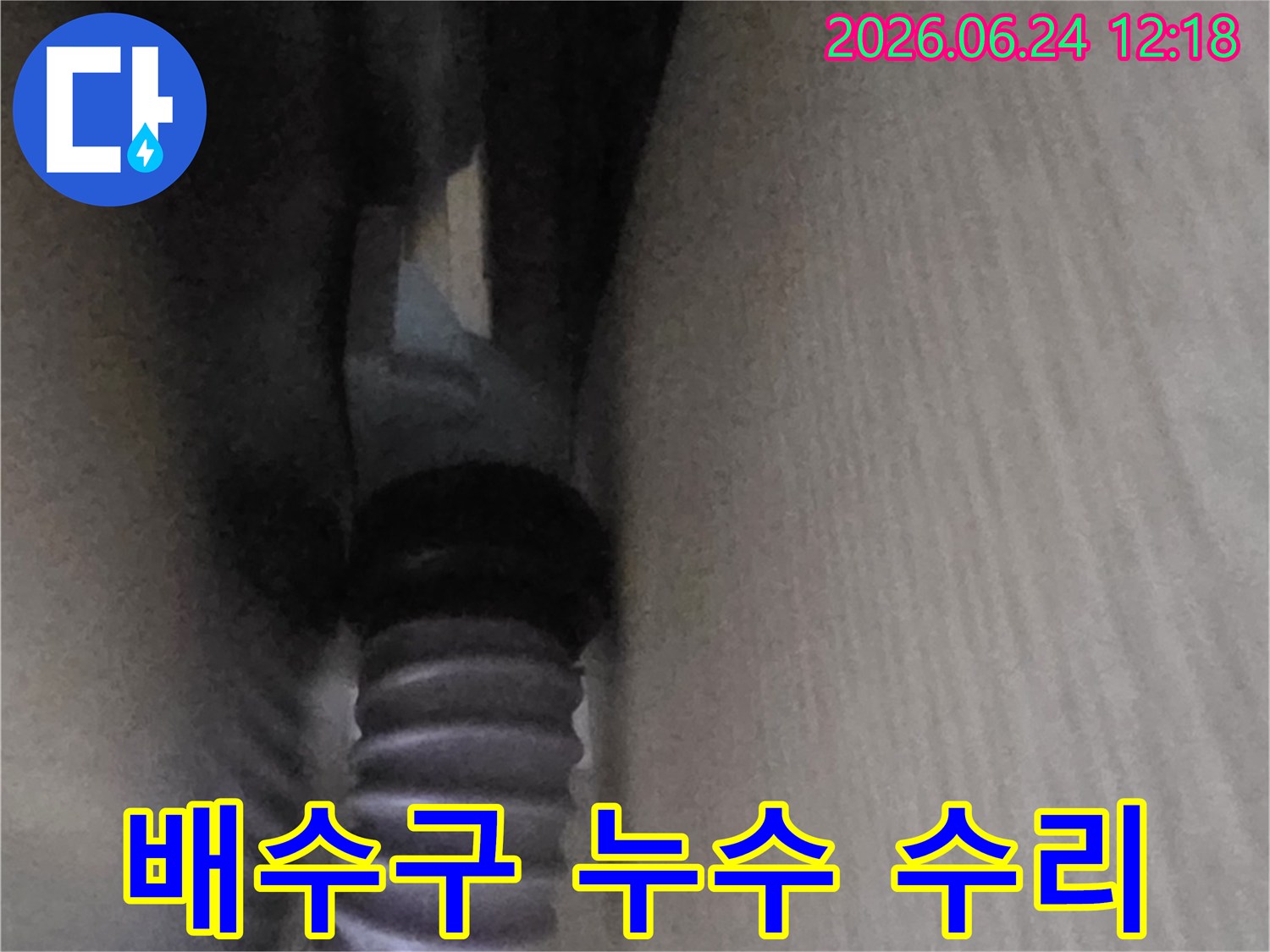 싱크대 배수구-아래 배수 호스-누수 지점을-신속하게-점검하고-수리하는-현장입니다