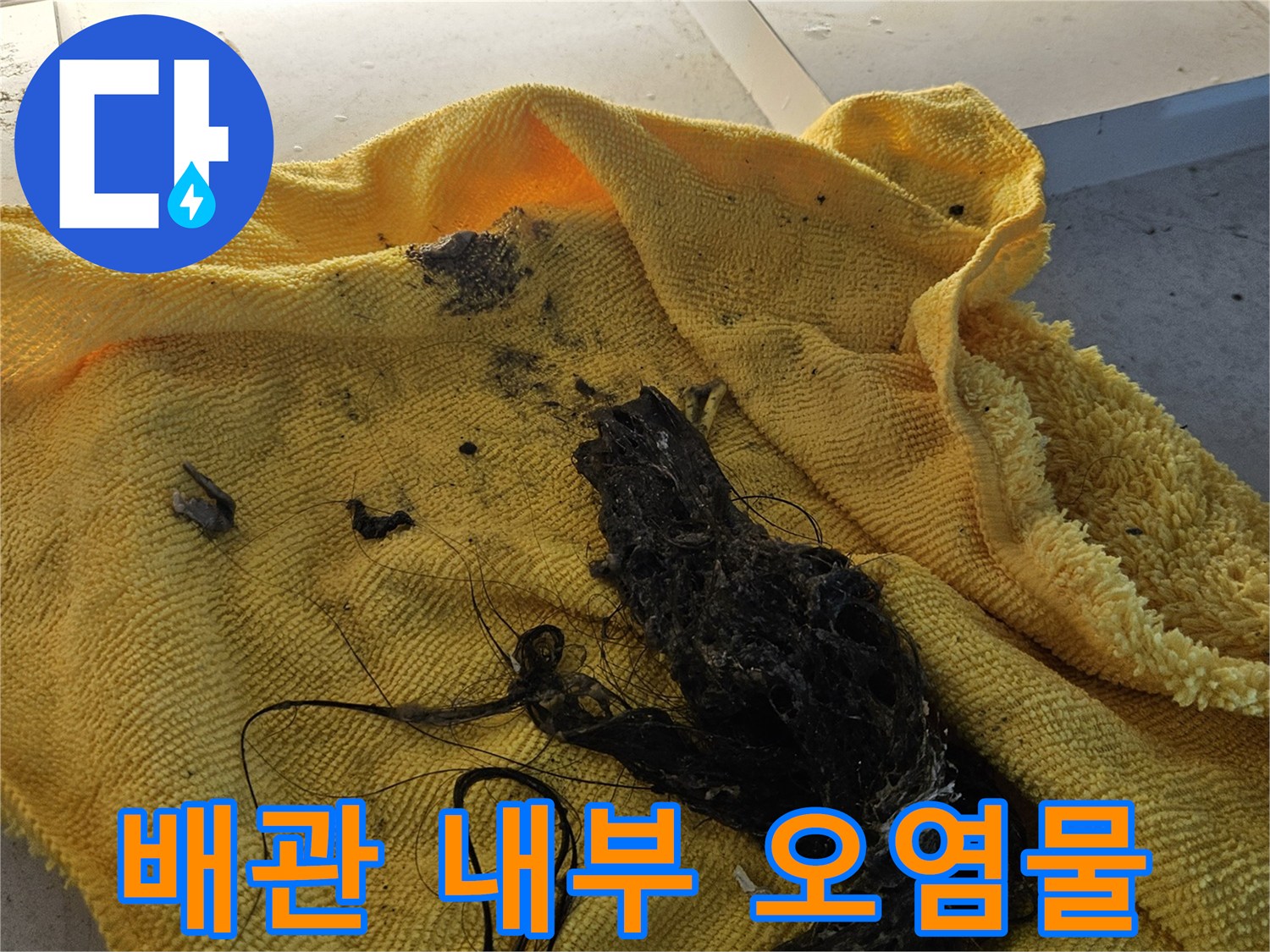 욕조 타공 부위에서 추출된 머리카락과 검은 슬러지