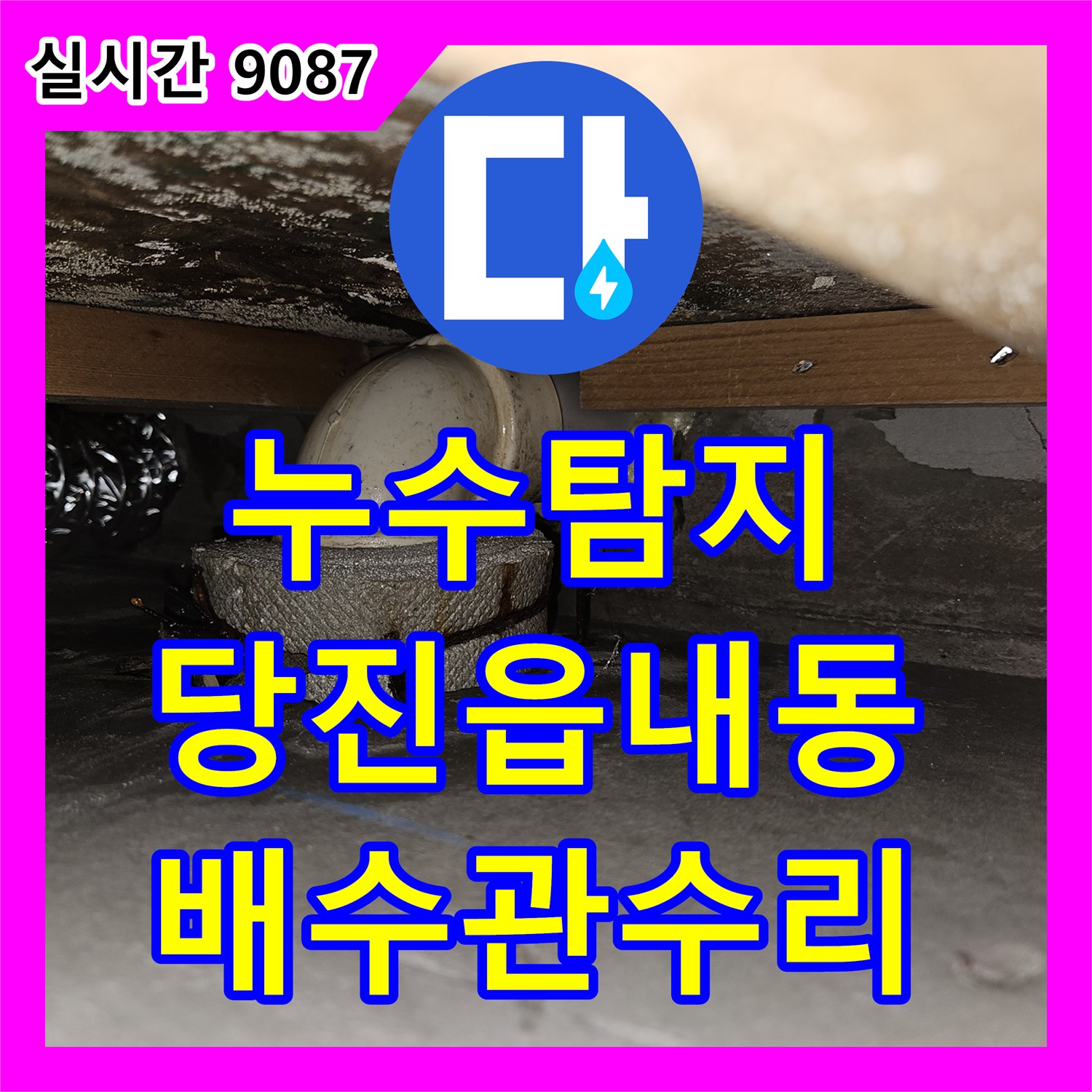 누수탐지 주방 천장 곰팡이 피해의 원인이 된 배수관 연결 불량을 수리한 충남 당진시 읍내동 사례