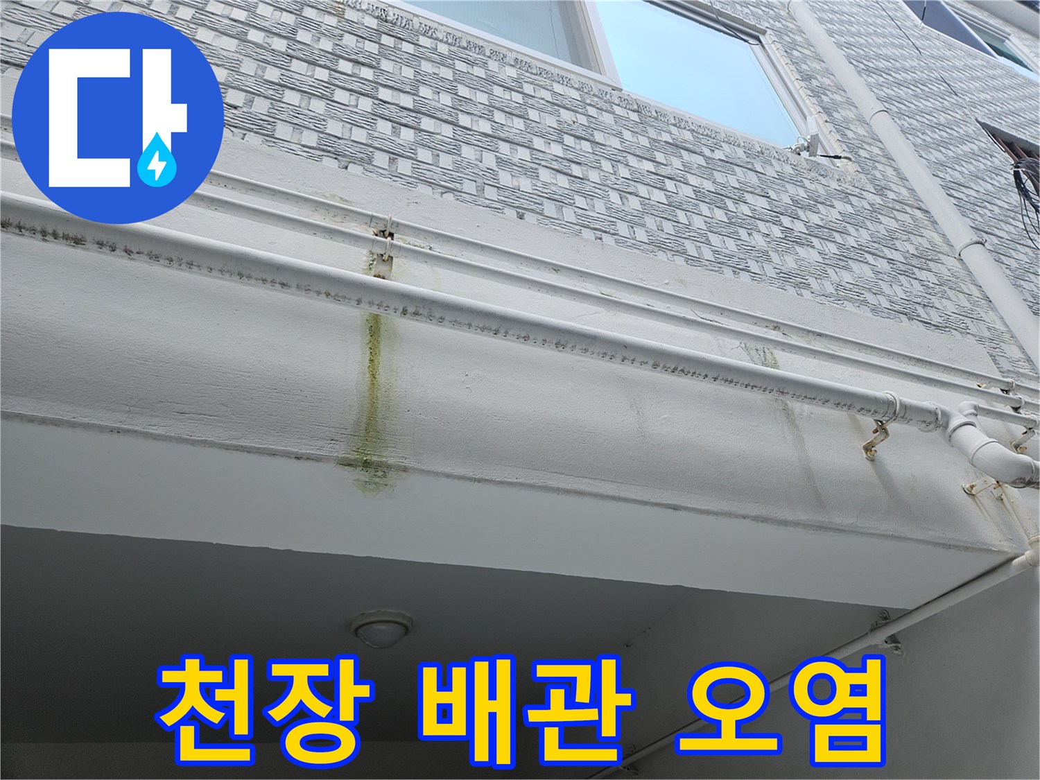 필로티-천장-배관-주변의-누수-침투-변색부위