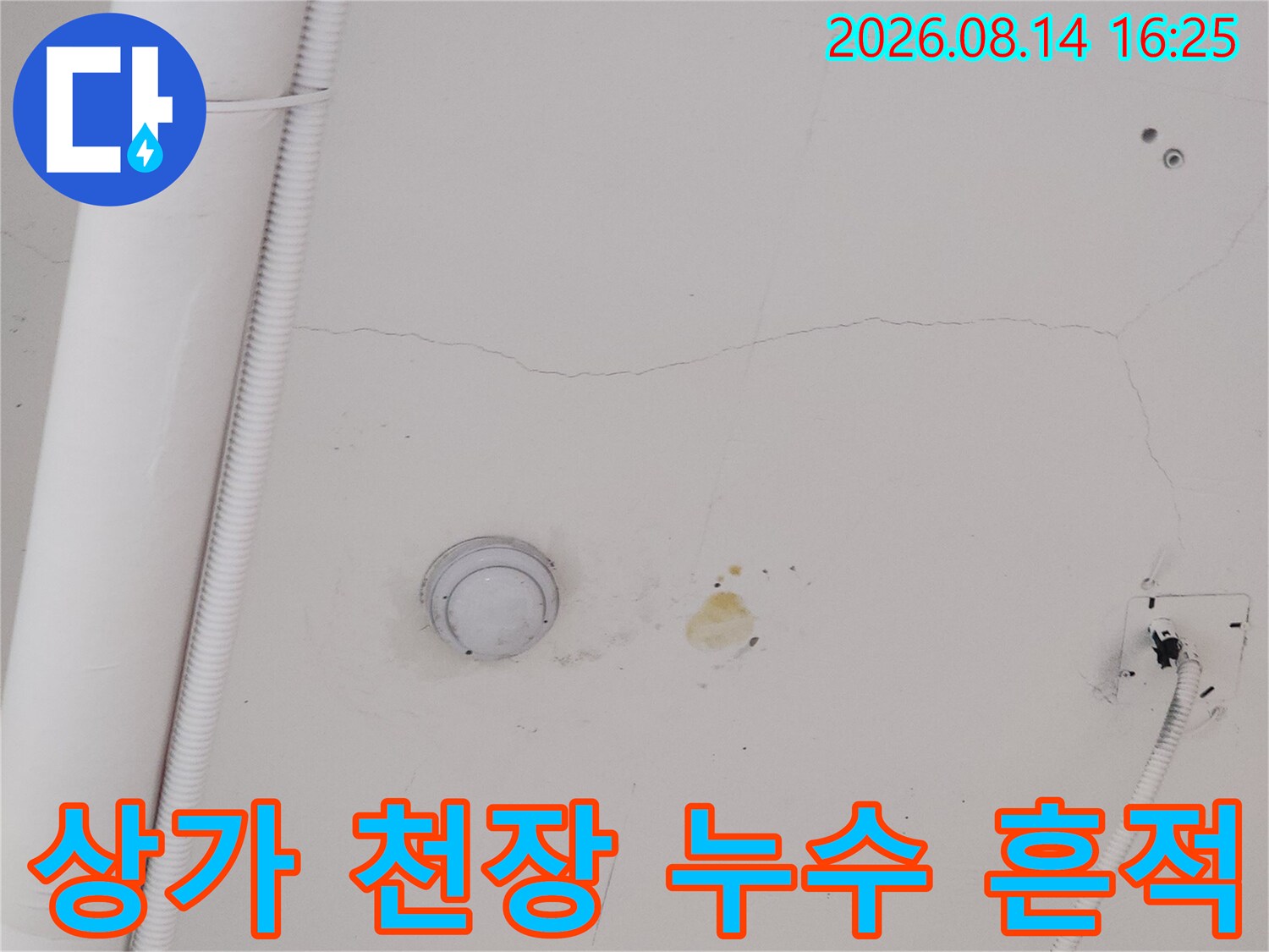 고양시 덕양구-식당 아랫층 천장의 누수 변색 흔적과 균열 상태
